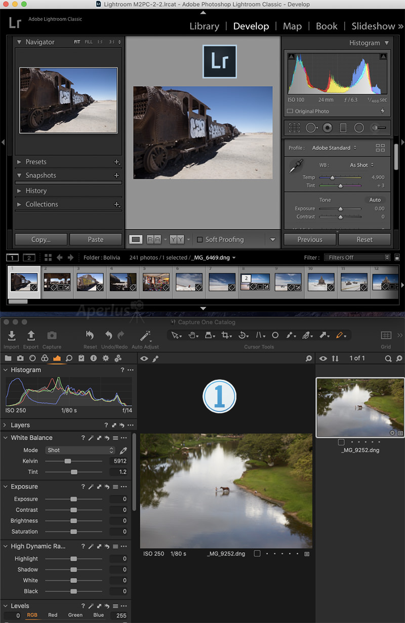 lightroom and capture one interface screenshot