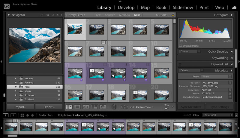 Lightroom Classic photo filing in library module