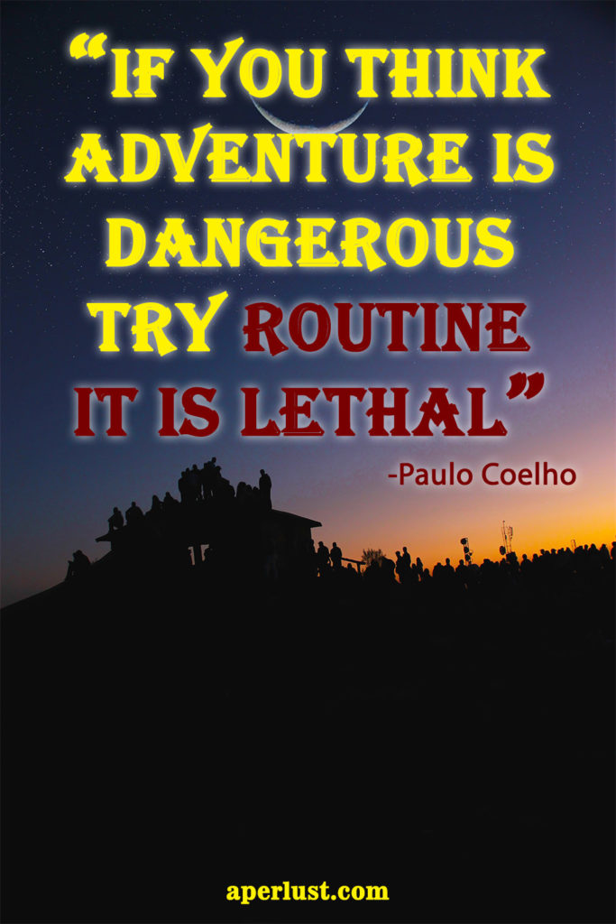 "If you think adventure is dangerous, try routine, it is lethal." – Paulo Coelho