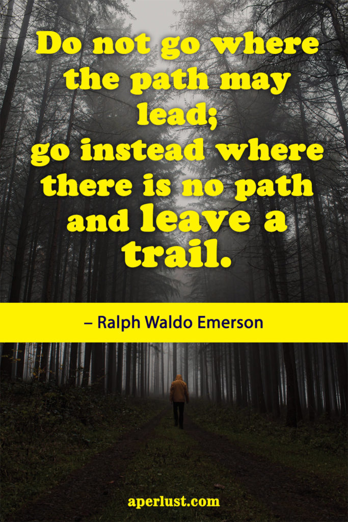 "Do not go where the path may lead; go instead where there is no path and leave a trail." – Ralph Waldo Emerson