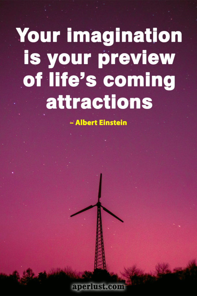 "Your imagination is your preview of life's coming attractions." – Albert Einstein
