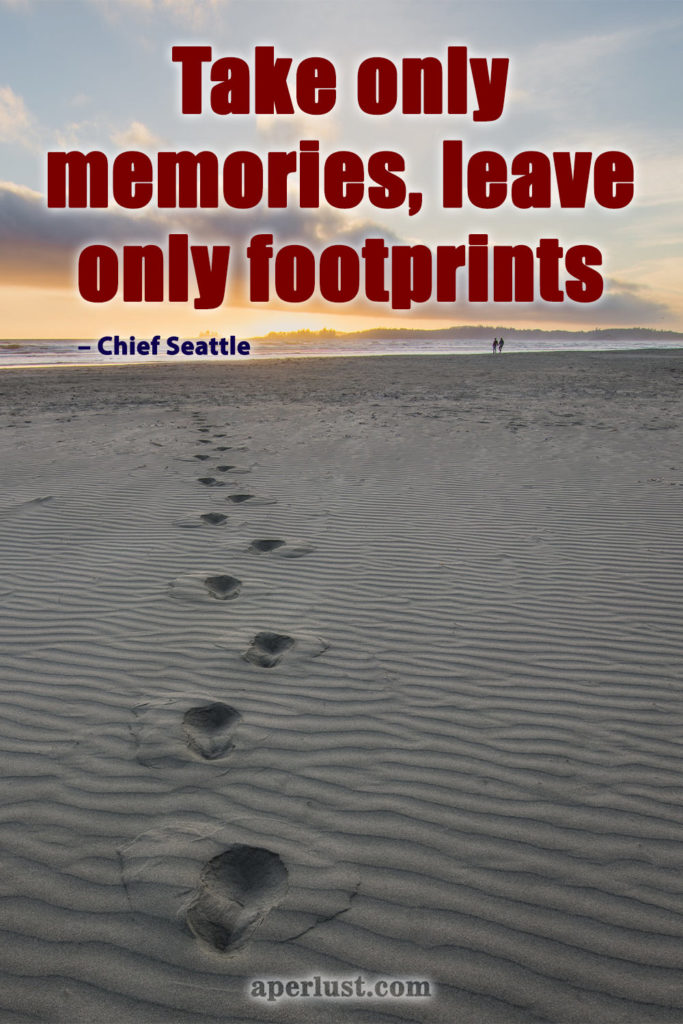 "Take only memories, leave only footprints." – Chief Seattle