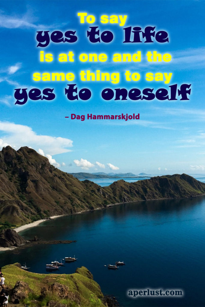 "To say yes to life is at one and the same thing to say yes to oneself." – Dag Hammarskjold