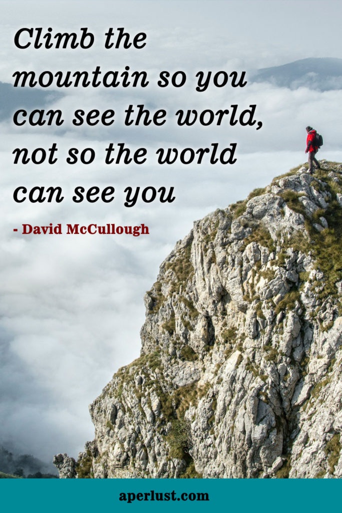 "Climb the mountain so you can see the world, not so the world can see you." – David McCullough