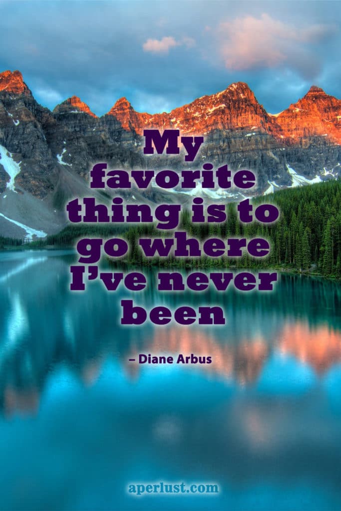 "My favorite thing is to go where I've never been." – Diane Arbus