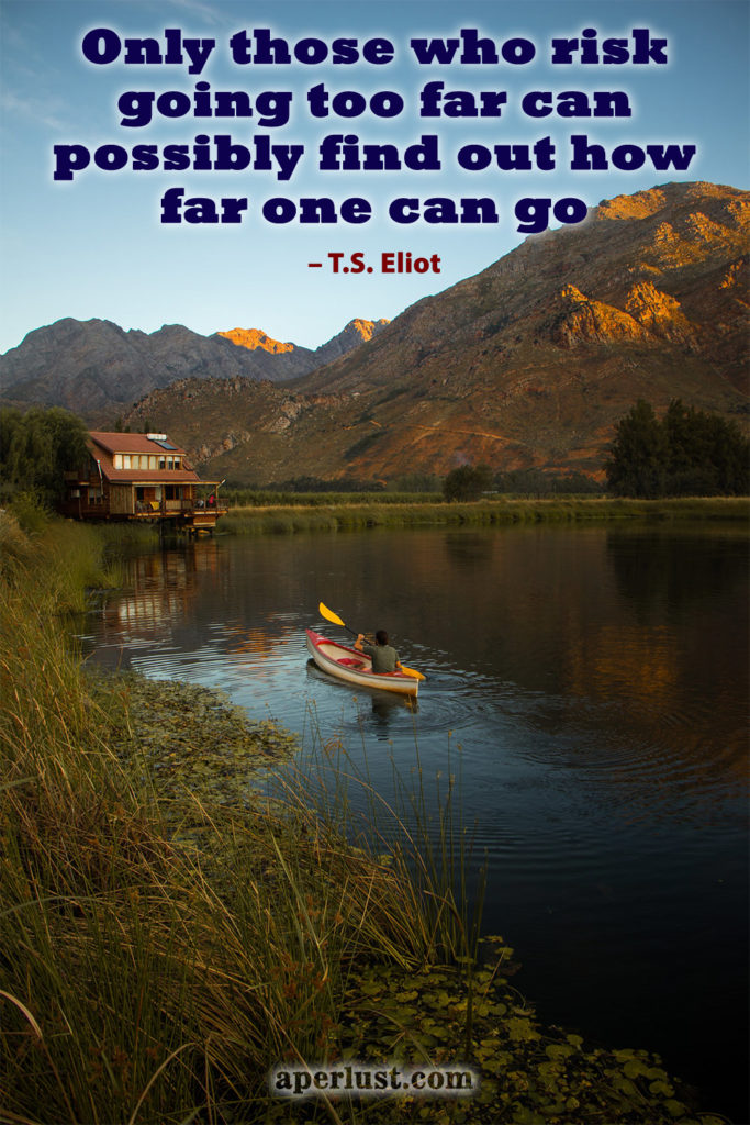 "Only those who risk going too far can possibly find out how far one can go." – T.S. Eliot
