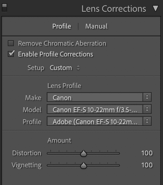 Lightroom Enable Lens Profile Corrections screenshot