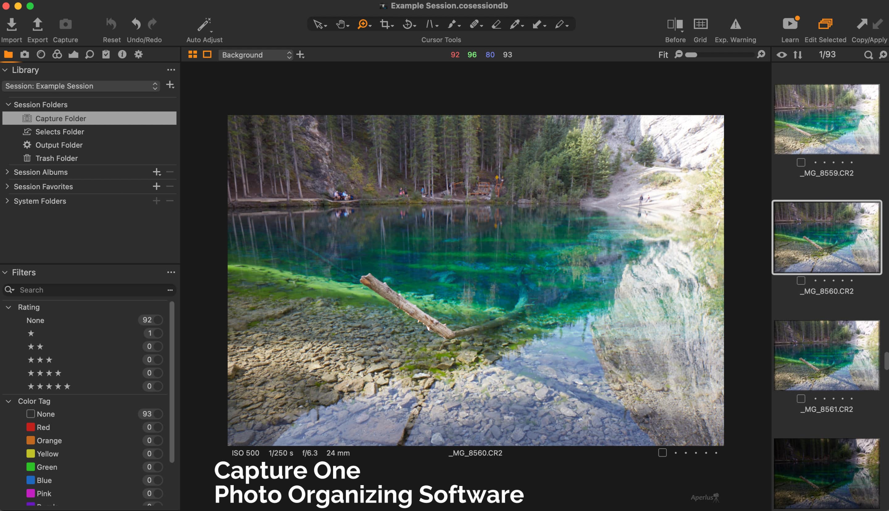 Capture One Pro photo organizing software screen shot