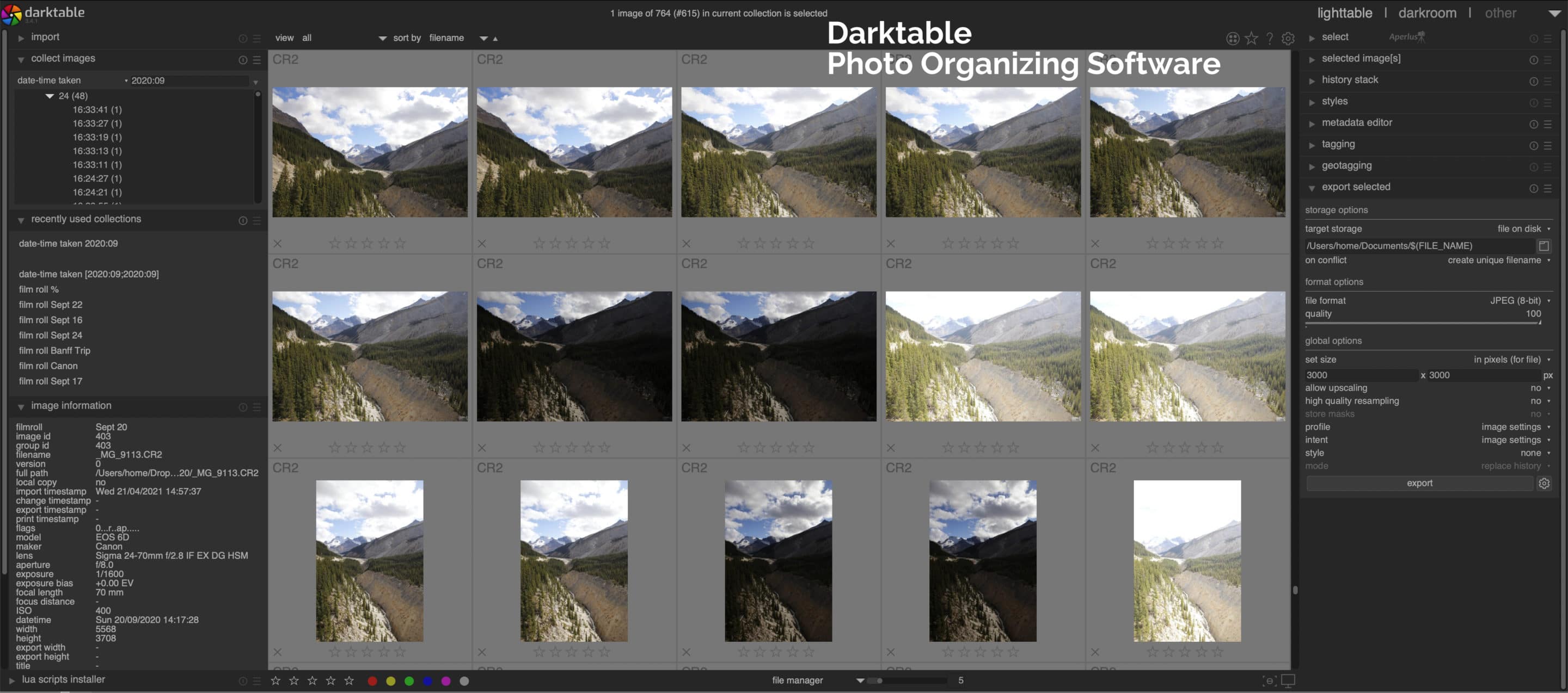 darktable free photo organizing software