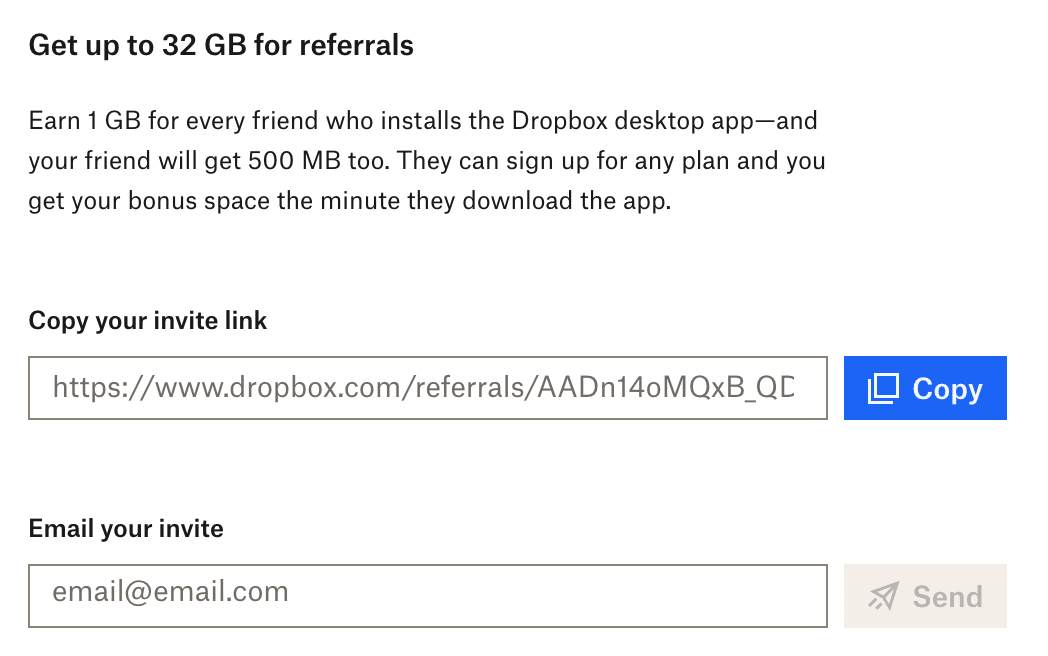 How to get free dropbox space with referrals