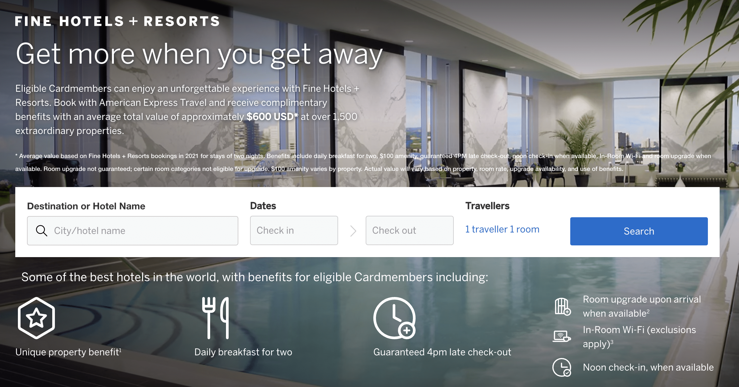 AMEX Fine Hotels + Resorts Homepage