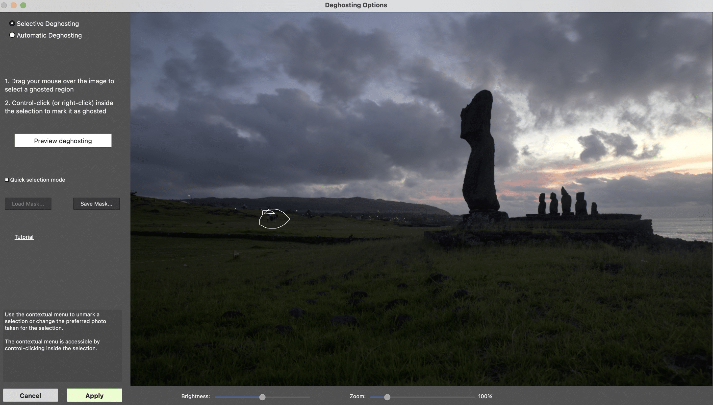 Opciones de imágenes fantasma de Photomatix Pro 7